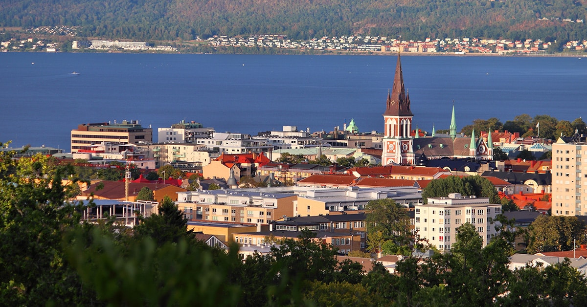 Bild på Jönköping från luften en stad där vi erbjuder ADHD-utredning.