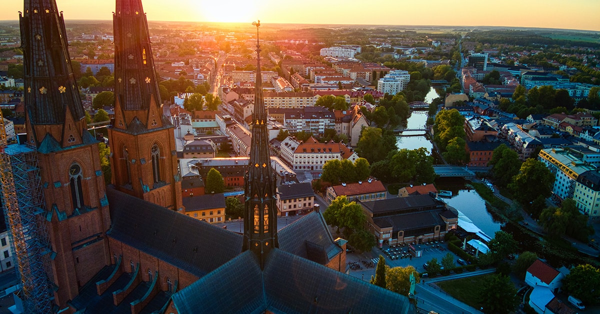 Bild från tagen från luften på Uppsala. Här kan du som vuxen göra en privat utredning av ADHD.