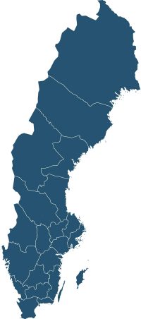 Karta över Sverige. Vi erbjuder ADD-utredning och neuropsykiatriska utredningar för vuxna i hela Sverige.